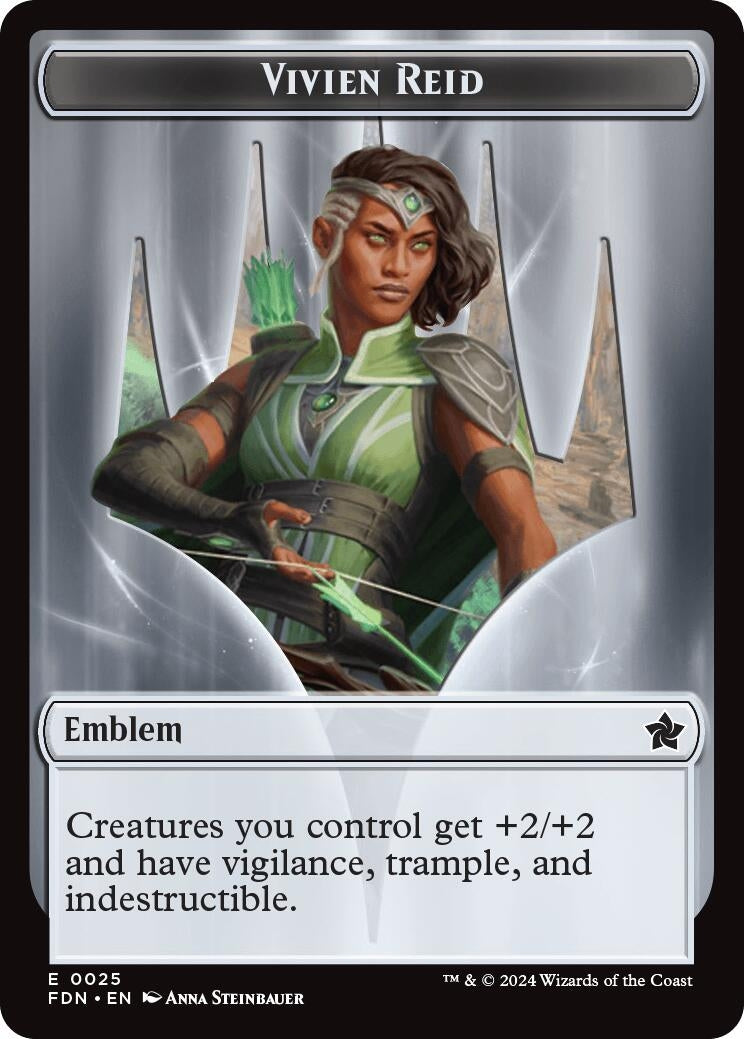 Emblem - Vivien Reid // Elf Warrior Double-Sided Token [FDN] - MTG Single