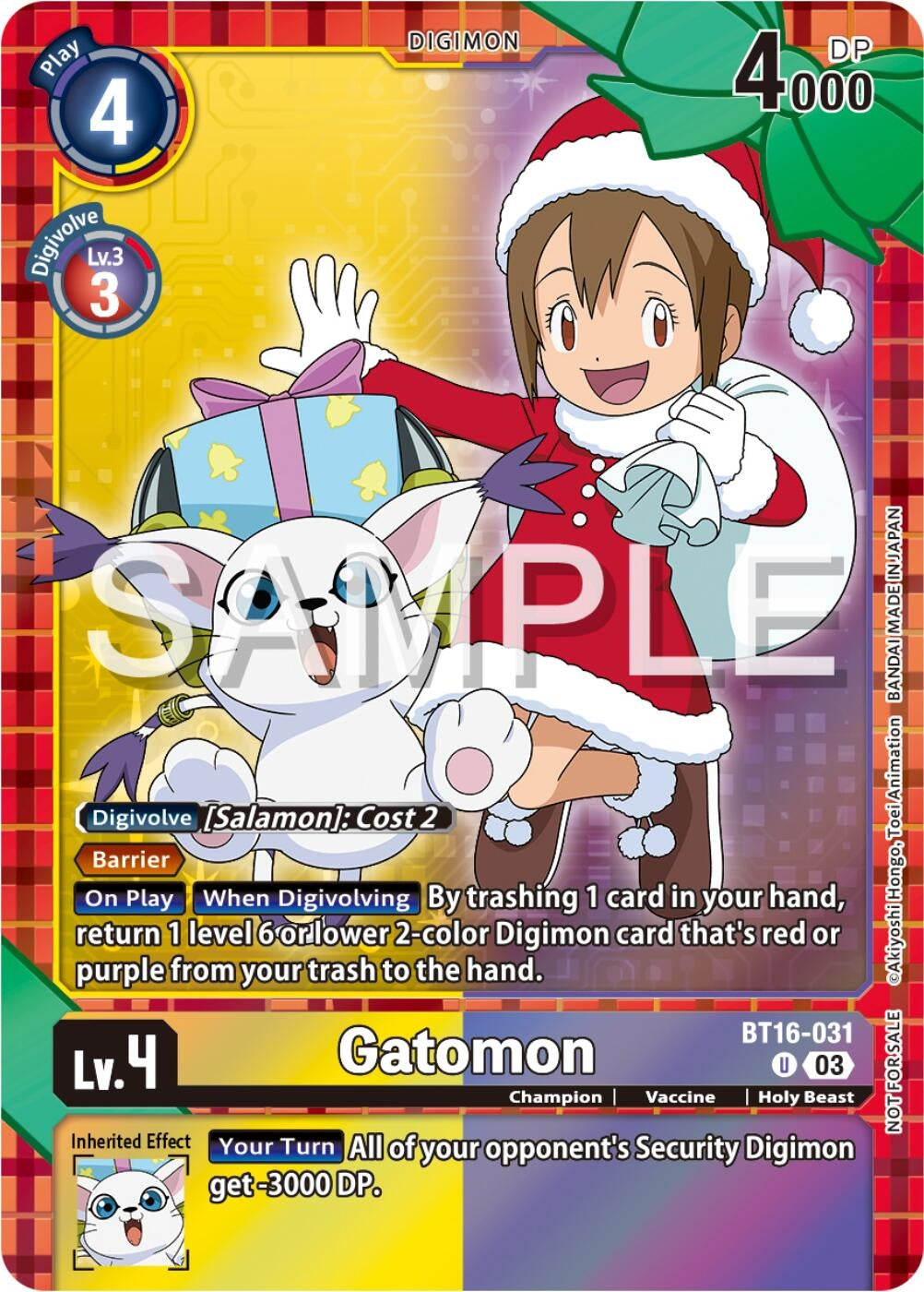 Gatomon (Winter Holiday Event 2024) (BT16-031 U) [BT16] - Digimon Card Game Single
