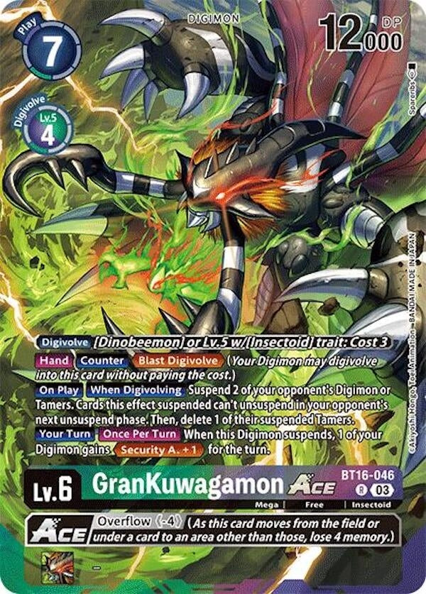 GranKuwagamon ACE (Alternate Art) (BT16-046 R) [LM] - Digimon Card Game Single