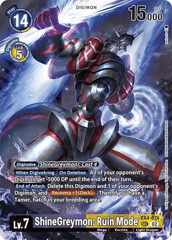 ShineGreymon: Ruin Mode (Alternate Art) (EX4-074 SEC) [LM] - Digimon Card Game Single