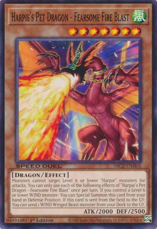 Harpie’s Pet Dragon - Fearsome Fire Blast (SBC2-ENH01) (SBC2) - YuGiOh Single