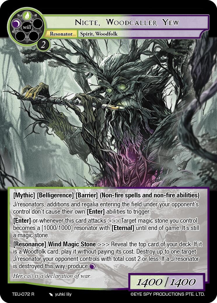 Nicte Woodcaller Yew (TEU-072 R) [TEU] - Force of Will Single