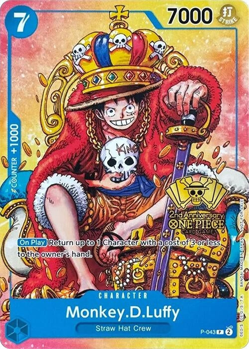 Monkey.D.Luffy (2nd Anniversary Stamped Promo) (P-043) (OP-PR) - One Piece Card Game Single