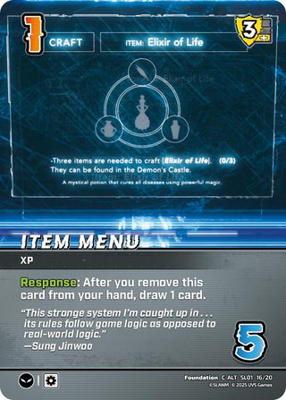 Item Menu (Alternate Art) (SL01 16/20) [SLO] - UniVersus Single