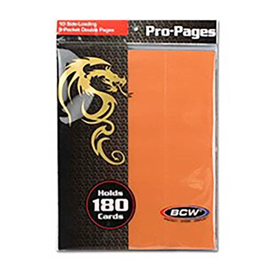 Side-Loading 18-Pocket Pro Pages - 3-Holes Orange (10-Pack) [BCWSUPPLIE] - Protective Pages Sealed