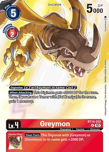 Image for Greymon (Omnimon Binder Set) (BT14-012 R) (Blast Ace) - Digimon Card Game