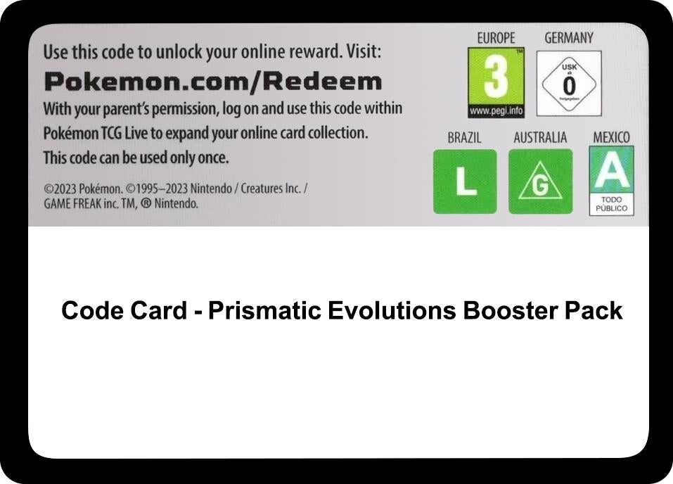 Image for Code Card - Prismatic Evolutions Booster Pack (SV: Prismatic Evolutions) - Pokemon