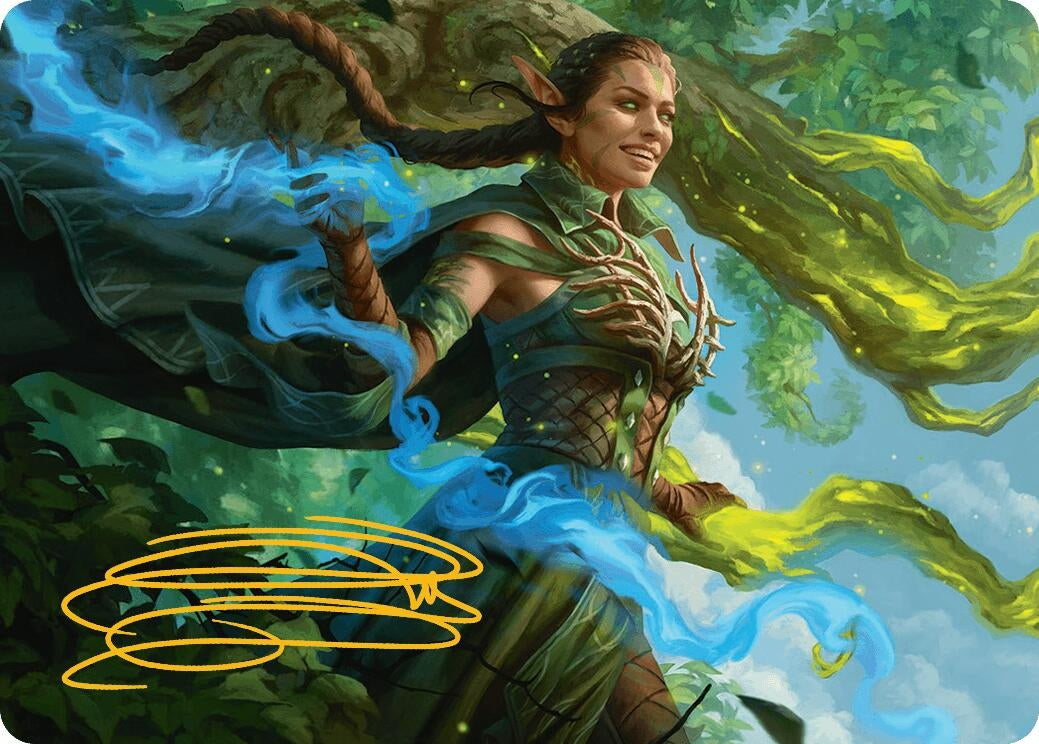 Image for Nissa, Worldsoul Speaker Art Card (Gold-Stamped Signature) (31) (Art Series: Aetherdrift) - Magic: The Gathering
