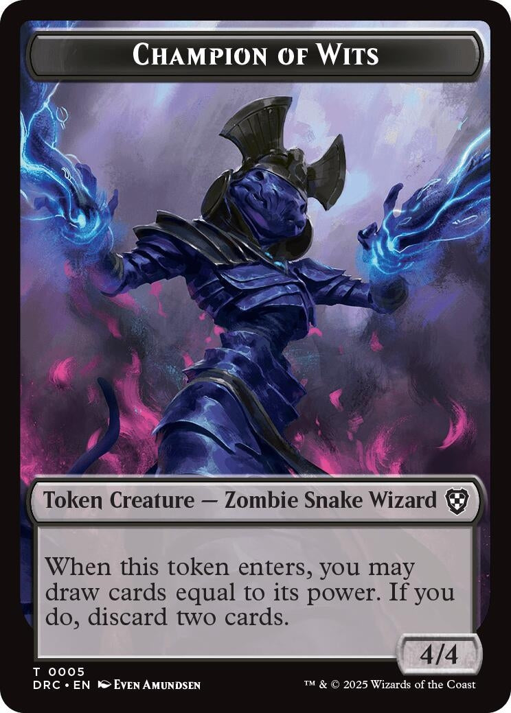 Image for Champion of Wits // Zombie (0003) Double-Sided Token (5 // 3) (Commander: Aetherdrift) - Magic: The Gathering