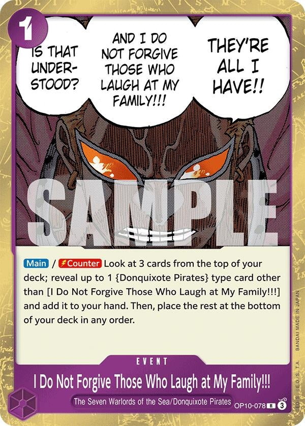 Image for I Do Not Forgive Those Who Laugh at My Family!!! (OP10-078) (Royal Blood) - One Piece Card Game