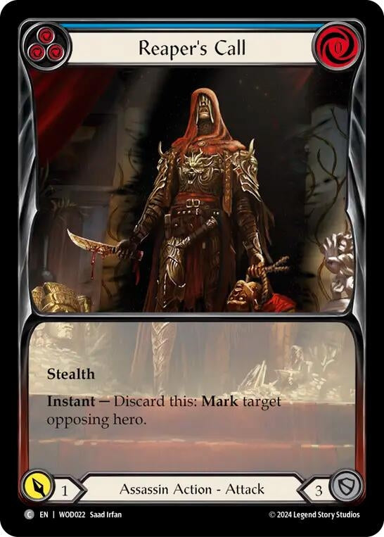 Image for Reaper's Call (Blue) (Extended Art) (WOD022) (Blitz Deck: The Hunted - Arakni, Web of Deceit) - Flesh and Blood TCG