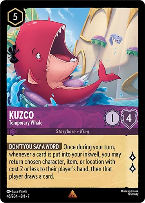 Image for Kuzco - Temporary Whale (45/204) [Archazia's Island] - Disney Lorcana