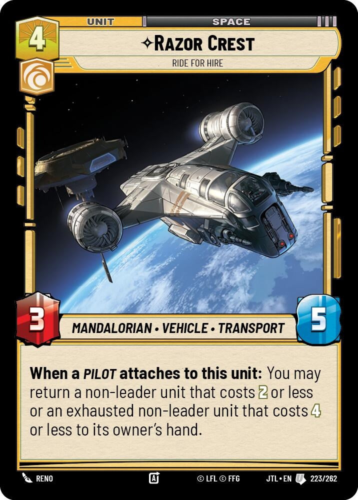 Image for Razor Crest - Ride for Hire (223/262) (Jump to Lightspeed) - Star Wars: Unlimited