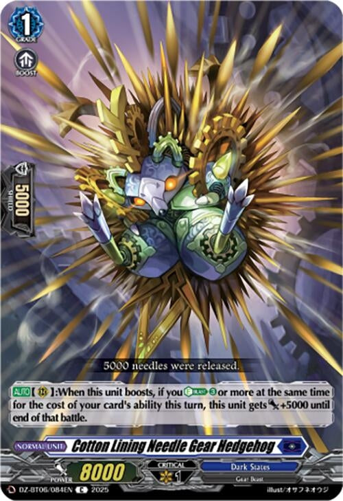 Image for Cotton Lining Needle Gear Hedgehog (DZ-BT06/084EN) [DZ-BT06: Generation Dragenesis] - Cardfight Vanguard