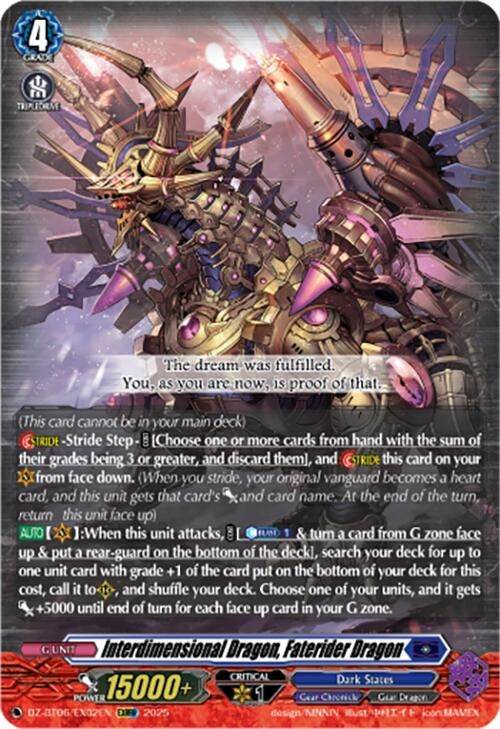 Image for Interdimensional Dragon, Faterider Dragon (EXRRR) (DZ-BT06/EX02EN) [DZ-BT06: Generation Dragenesis] - Cardfight Vanguard