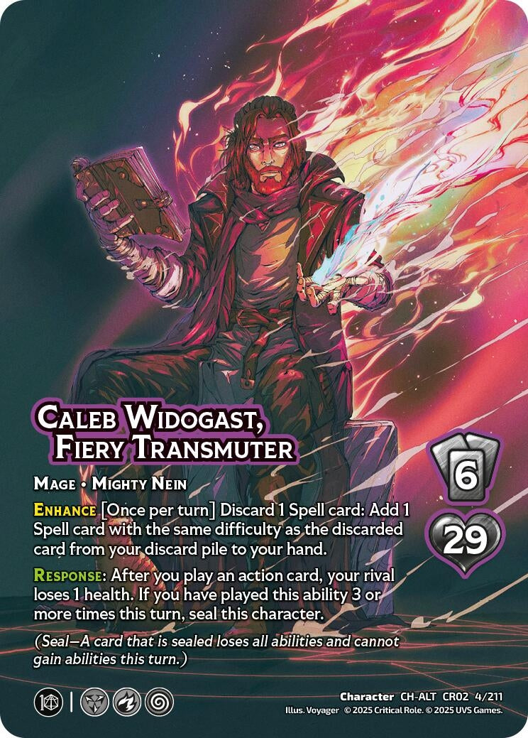 Image for Caleb Widogast, Fiery Transmuter (Alternate Art) (4/211) (Critical Role: Heroes of Exandria) - UniVersus