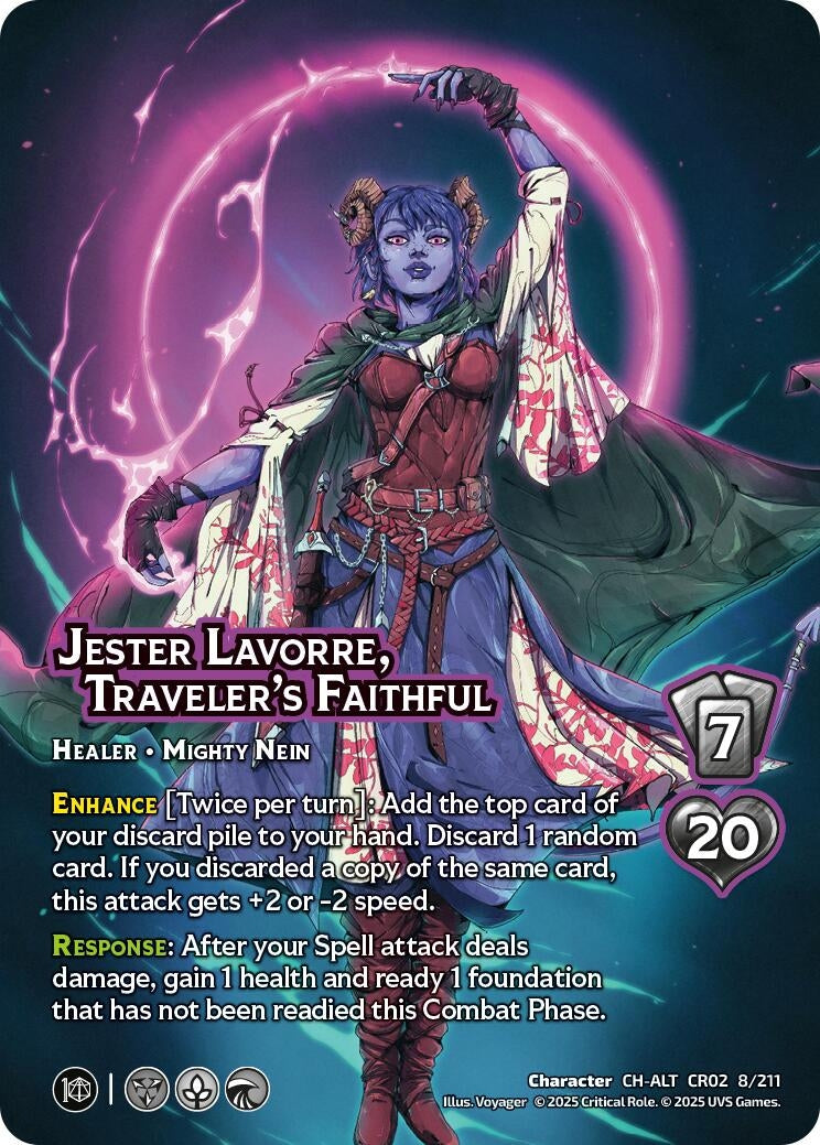 Image for Jester Lavorre, Traveler's Faithful (Alternate Art) (8/211) (Critical Role: Heroes of Exandria) - UniVersus