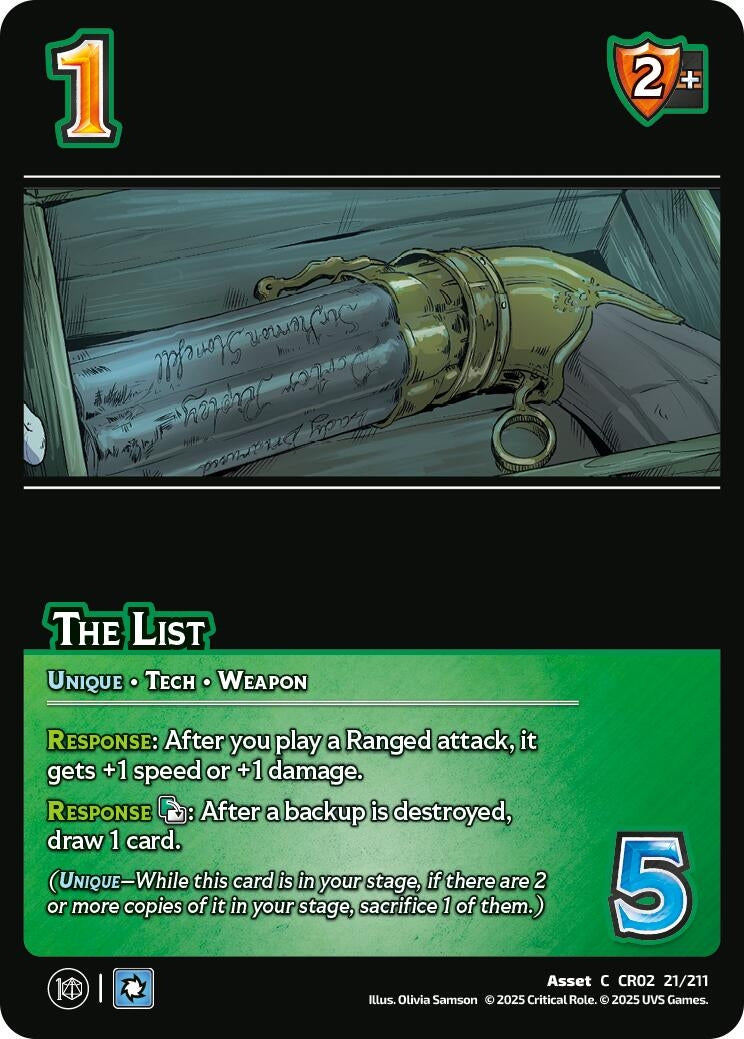 Image for The List (21/211) (Critical Role: Heroes of Exandria) - UniVersus