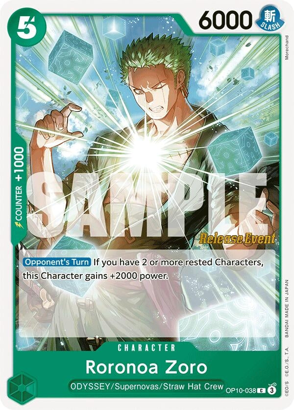 Image for Roronoa Zoro (038) (OP10-038) (Royal Blood Release Event Cards) - One Piece Card Game