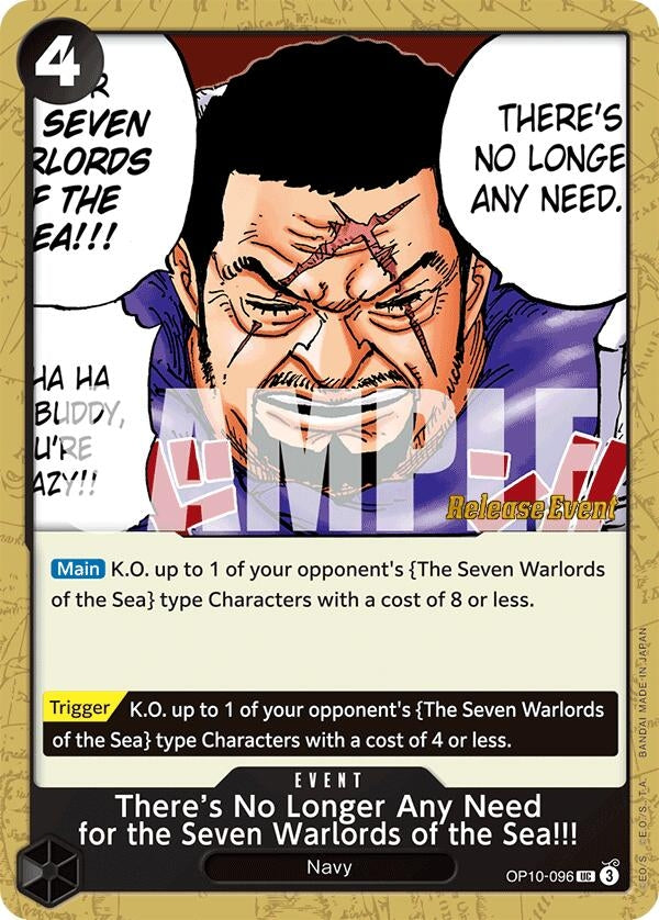 Image for There's No Longer Any Need for the Seven Warlords of the Sea!!! (OP10-096) (Royal Blood Release Event Cards) - One Piece Card Game