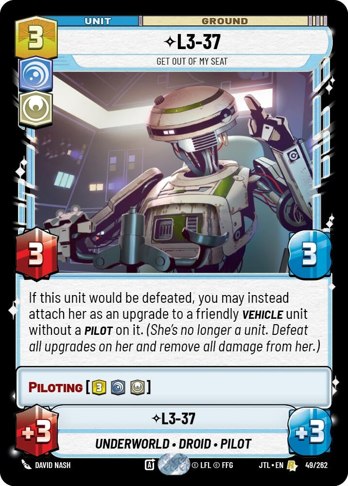 Image for L3-37 - Get Out Of My Seat (049/262) (Jump to Lightspeed) - Star Wars: Unlimited