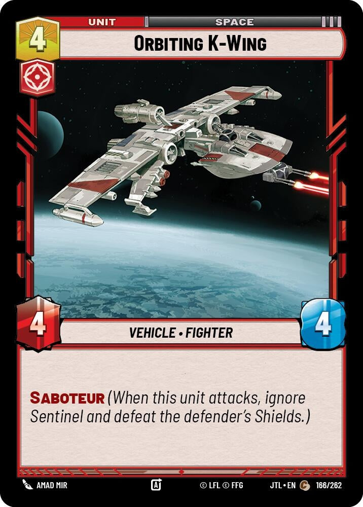 Image for Orbiting K-Wing (166/262) (Jump to Lightspeed) - Star Wars: Unlimited