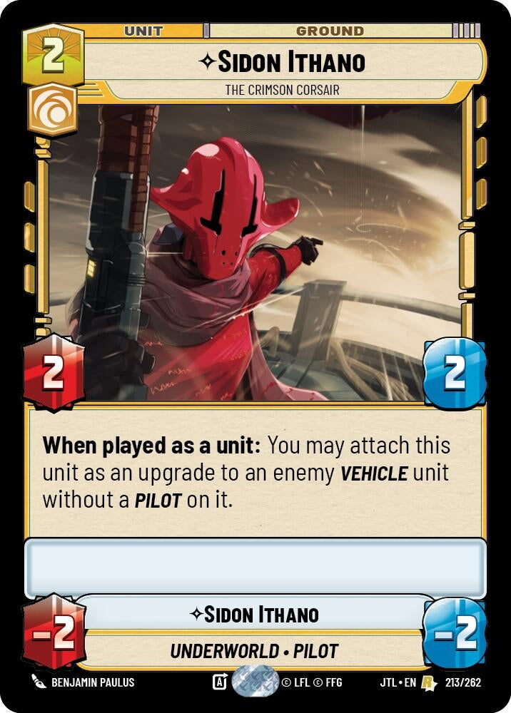 Image for Sidon Ithano - The Crimson Corsair (213/262) (Jump to Lightspeed) - Star Wars: Unlimited