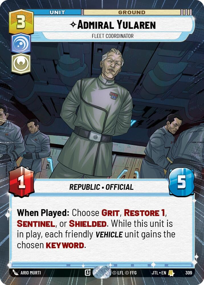 Image for Admiral Yularen - Fleet Coordinator (Hyperspace) (309) (Jump to Lightspeed) - Star Wars: Unlimited