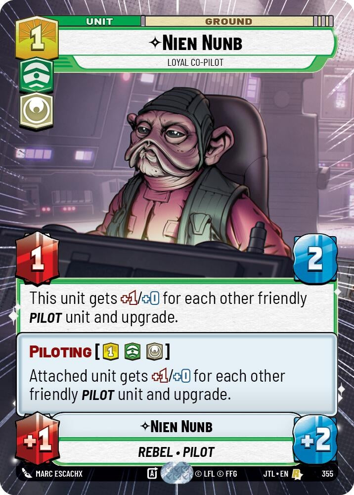 Image for Nien Nunb - Loyal Co-Pilot (Hyperspace) (355) (Jump to Lightspeed) - Star Wars: Unlimited