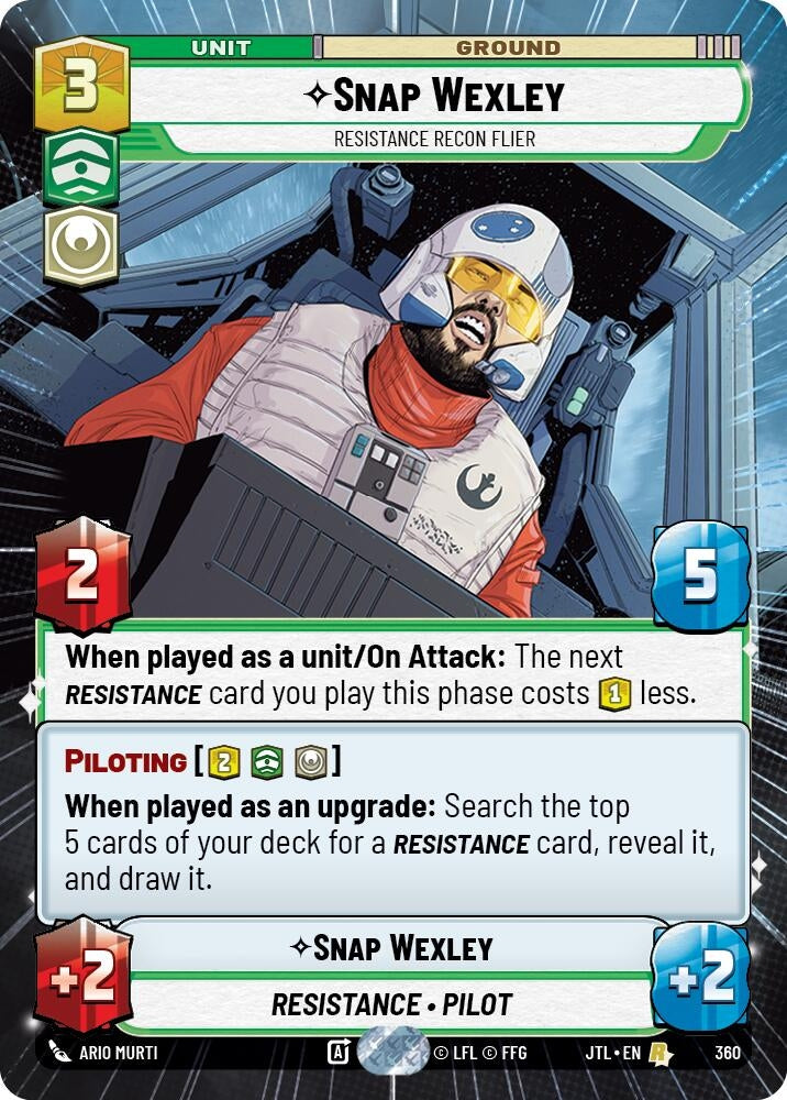 Image for Snap Wexley - Resistance Recon Flier (Hyperspace) (360) (Jump to Lightspeed) - Star Wars: Unlimited