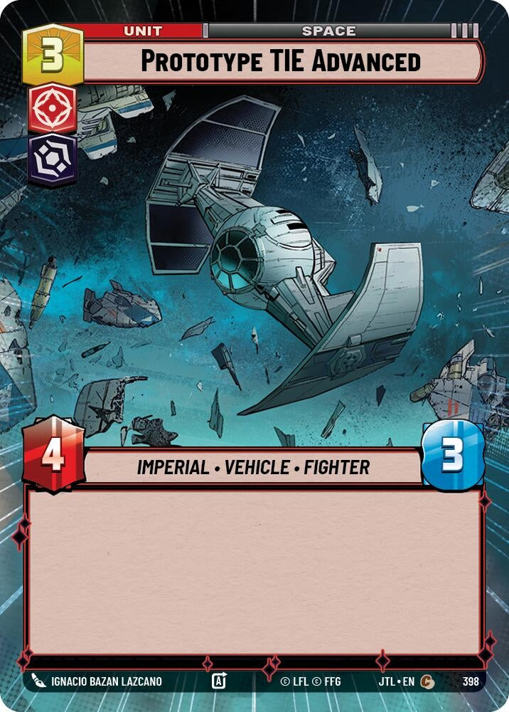 Image for Prototype TIE Advanced (Hyperspace) (398) (Jump to Lightspeed) - Star Wars: Unlimited