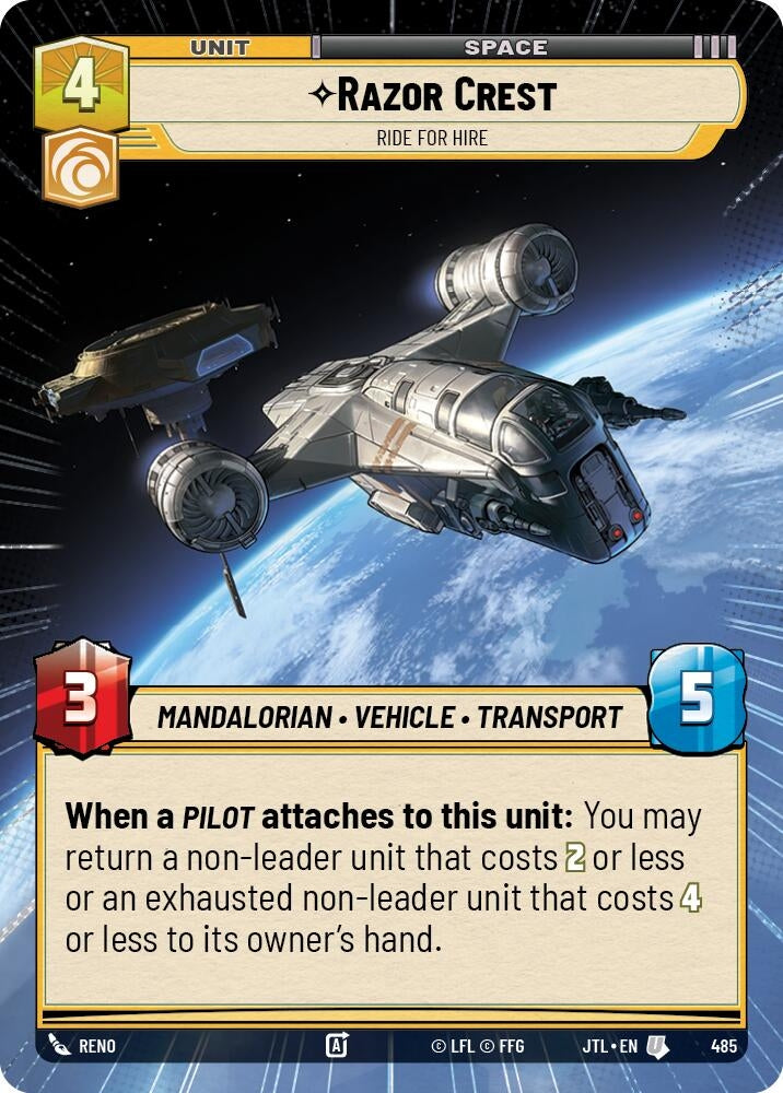 Image for Razor Crest - Ride For Hire (Hyperspace) (485) (Jump to Lightspeed) - Star Wars: Unlimited