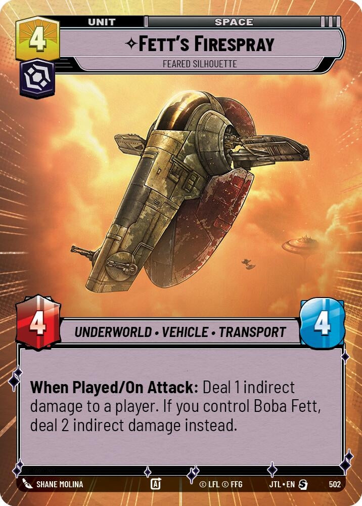 Image for Fett's Firespray - Feared Silhouette (Hyperspace) (502) (Jump to Lightspeed) - Star Wars: Unlimited