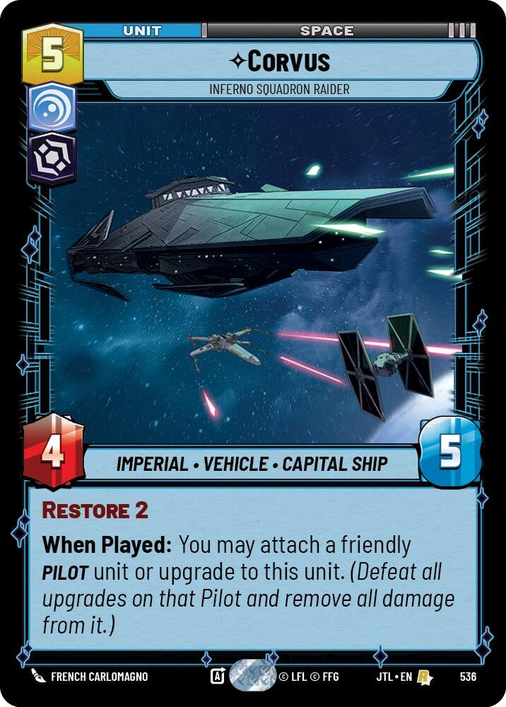 Image for Corvus - Inferno Squadron Raider (Foil) (536) (Jump to Lightspeed) - Star Wars: Unlimited