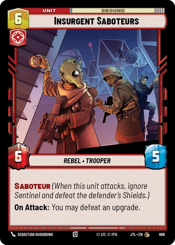 Image for Insurgent Saboteurs (Foil) (666) (Jump to Lightspeed) - Star Wars: Unlimited