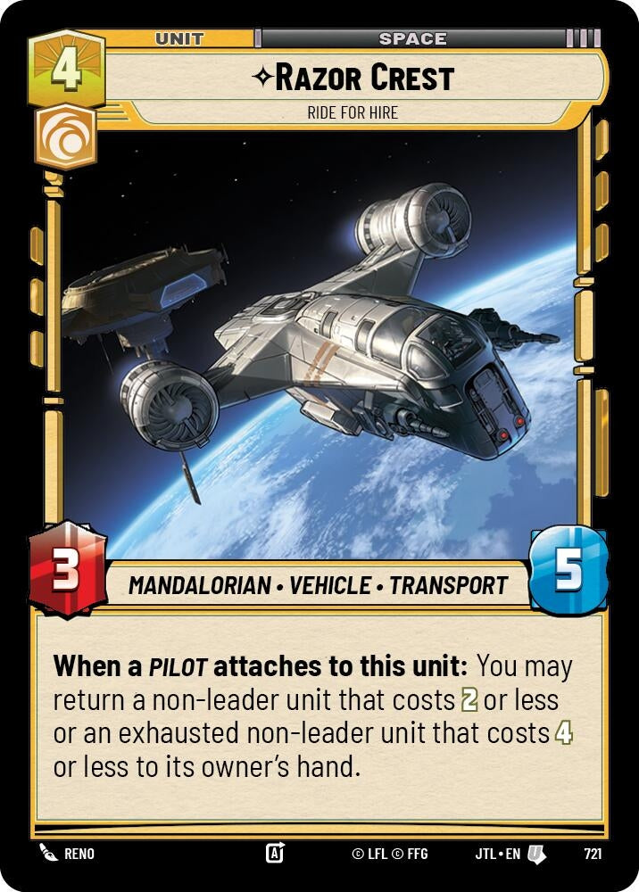 Image for Razor Crest - Ride For Hire (Foil) (721) (Jump to Lightspeed) - Star Wars: Unlimited