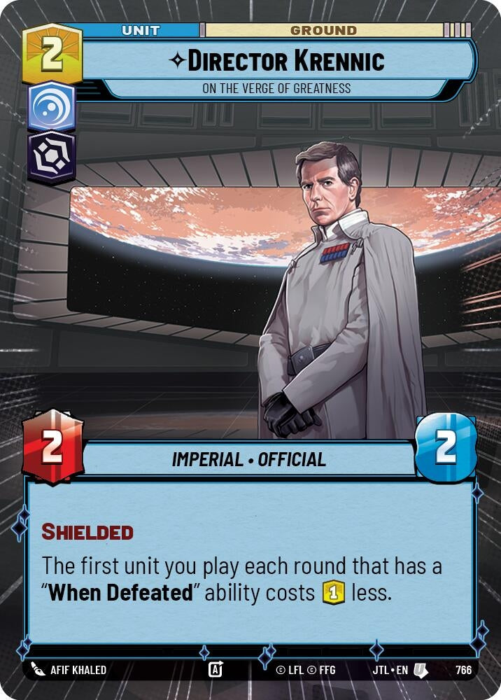 Image for Director Krennic - On the Verge of Greatness (Hyperspace Foil) (766) (Jump to Lightspeed) - Star Wars: Unlimited