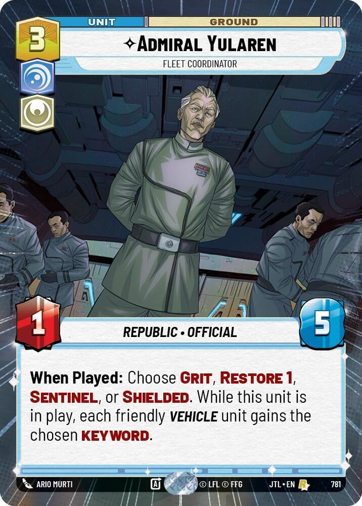 Image for Admiral Yularen - Fleet Coordinator (Hyperspace Foil) (781) (Jump to Lightspeed) - Star Wars: Unlimited