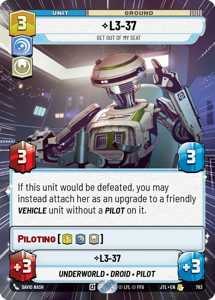 Image for L3-37 - Get Out Of My Seat (Hyperspace Foil) (783) (Jump to Lightspeed) - Star Wars: Unlimited