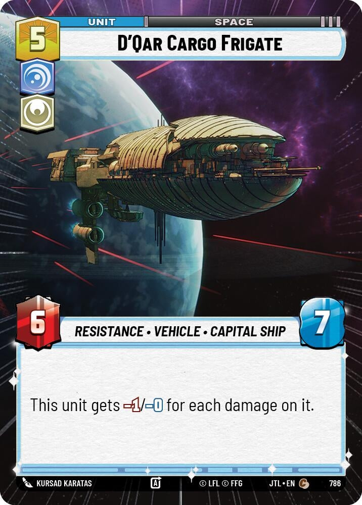 Image for D'Qar Cargo Frigate (Hyperspace Foil) (786) (Jump to Lightspeed) - Star Wars: Unlimited
