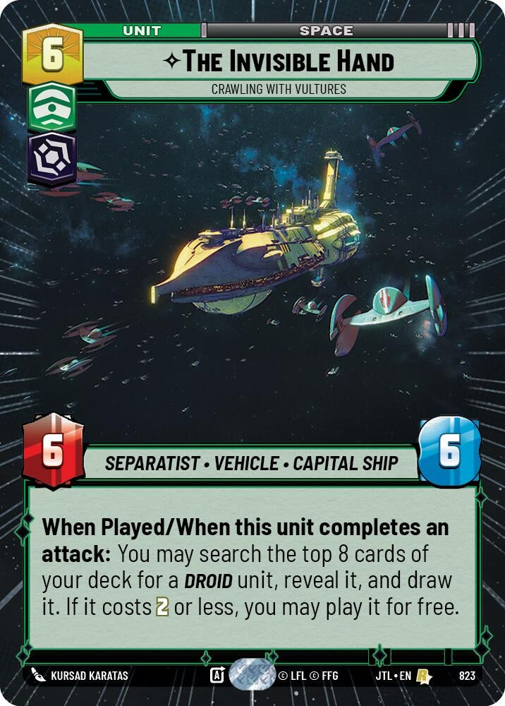Image for The Invisible Hand - Crawling With Vultures (Hyperspace Foil) (823) (Jump to Lightspeed) - Star Wars: Unlimited
