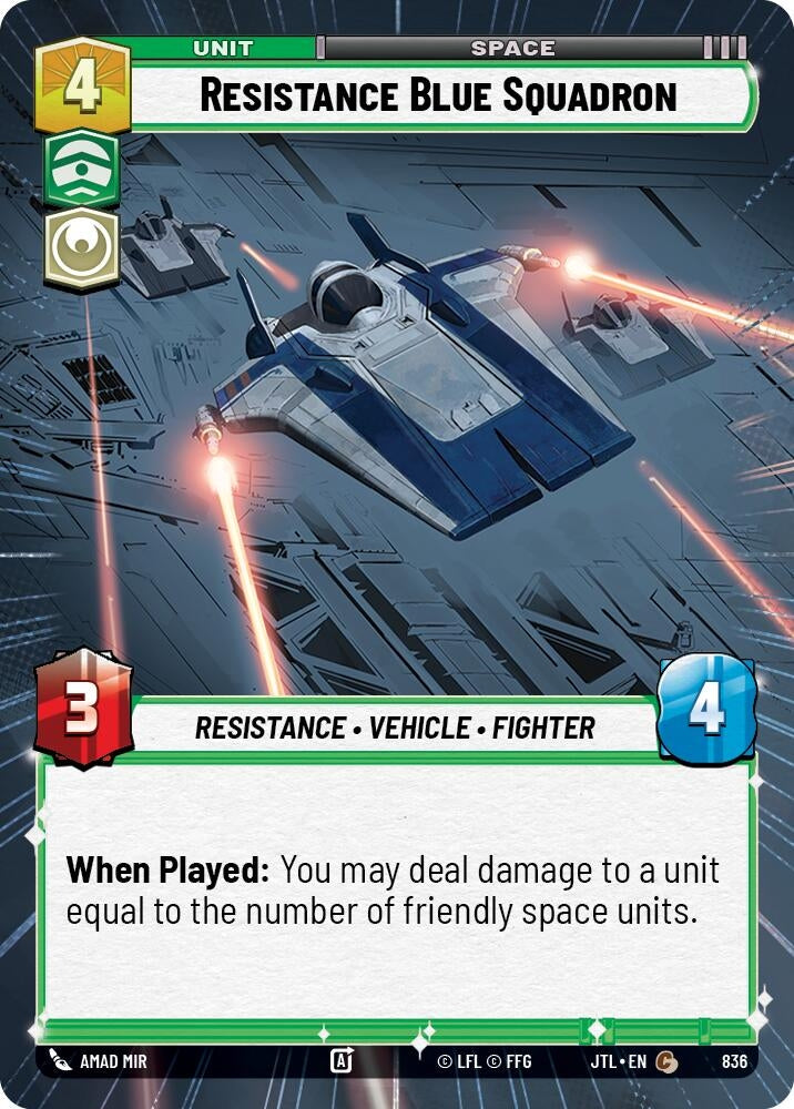 Image for Resistance Blue Squadron (Hyperspace Foil) (836) (Jump to Lightspeed) - Star Wars: Unlimited