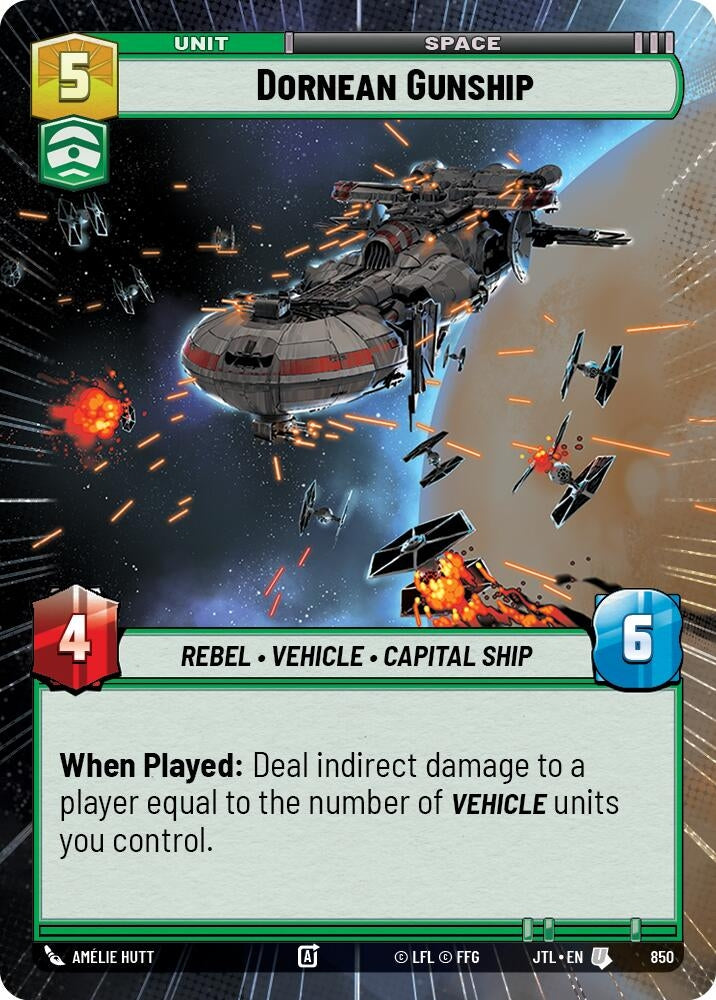 Image for Dornean Gunship (Hyperspace Foil) (850) (Jump to Lightspeed) - Star Wars: Unlimited