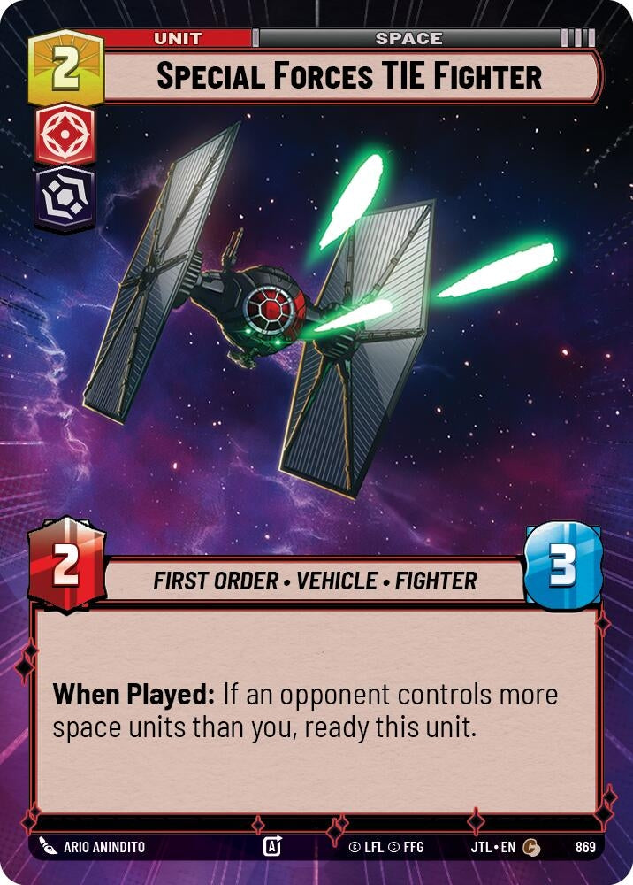 Image for Special Forces TIE Fighter (Hyperspace Foil) (869) (Jump to Lightspeed) - Star Wars: Unlimited