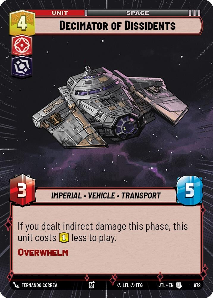 Image for Decimator of Dissidents (Hyperspace Foil) (872) (Jump to Lightspeed) - Star Wars: Unlimited