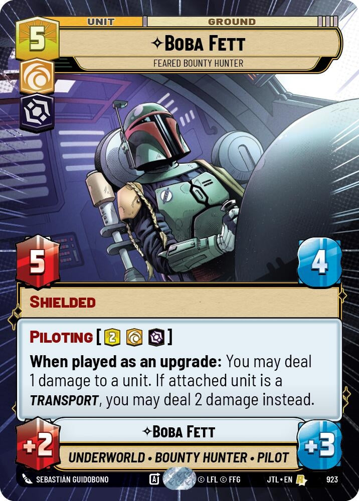 Image for Boba Fett - Feared Bounty Hunter (Hyperspace Foil) (923) (Jump to Lightspeed) - Star Wars: Unlimited