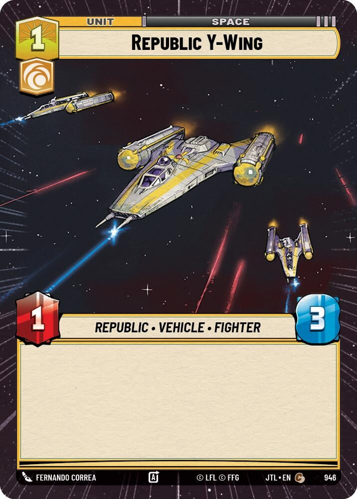 Image for Republic Y-Wing (Hyperspace Foil) (946) (Jump to Lightspeed) - Star Wars: Unlimited
