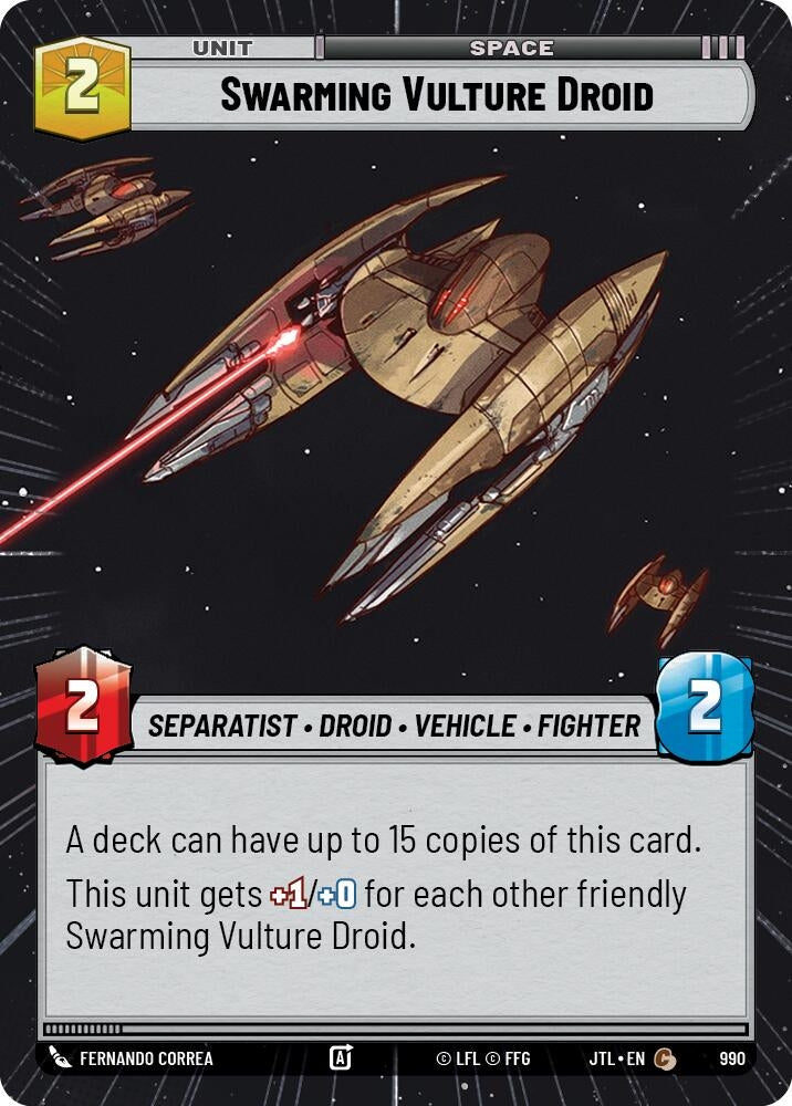 Image for Swarming Vulture Droid (Hyperspace Foil) (990) (Jump to Lightspeed) - Star Wars: Unlimited