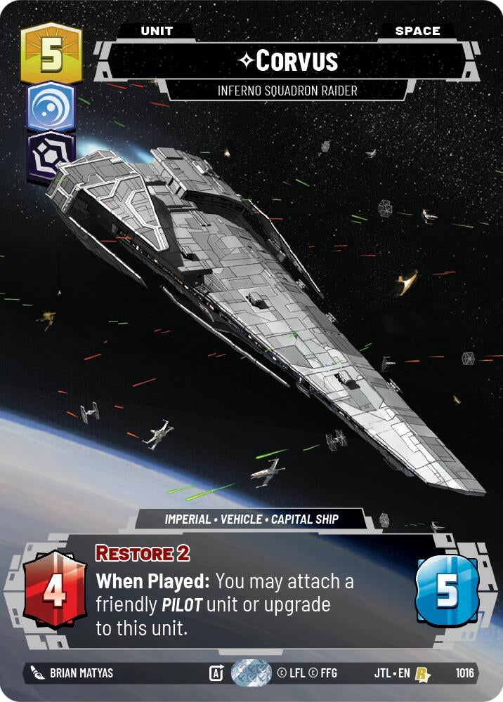 Image for Corvus - Inferno Squadron Raider (Prestige) (1016) (Jump to Lightspeed) - Star Wars: Unlimited