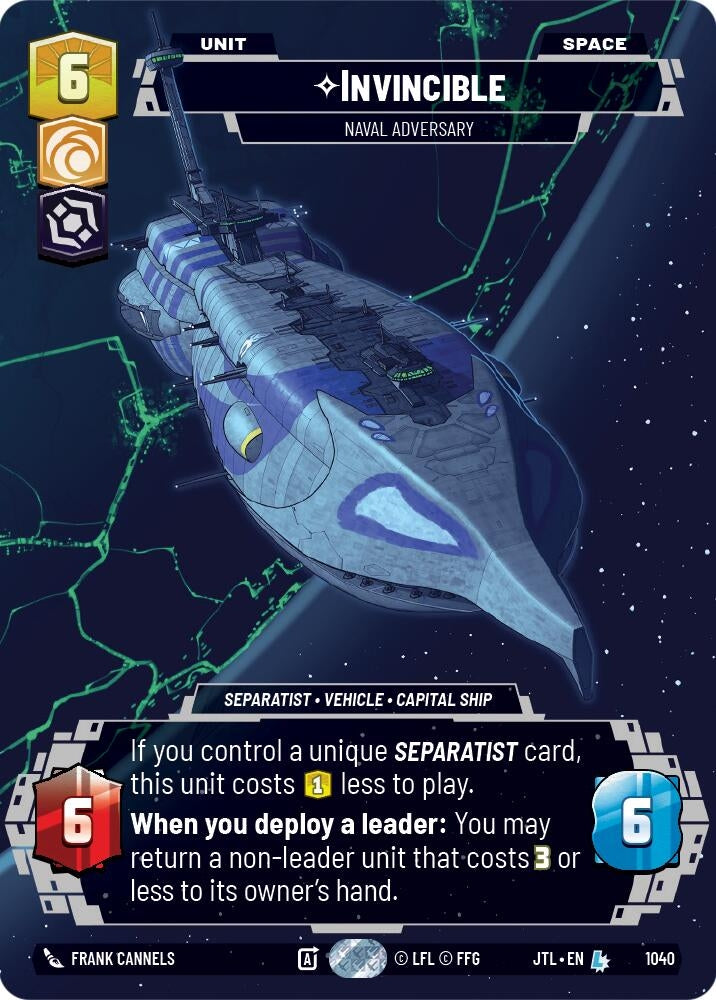 Image for Invincible - Naval Adversary (Prestige) (1040) (Jump to Lightspeed) - Star Wars: Unlimited